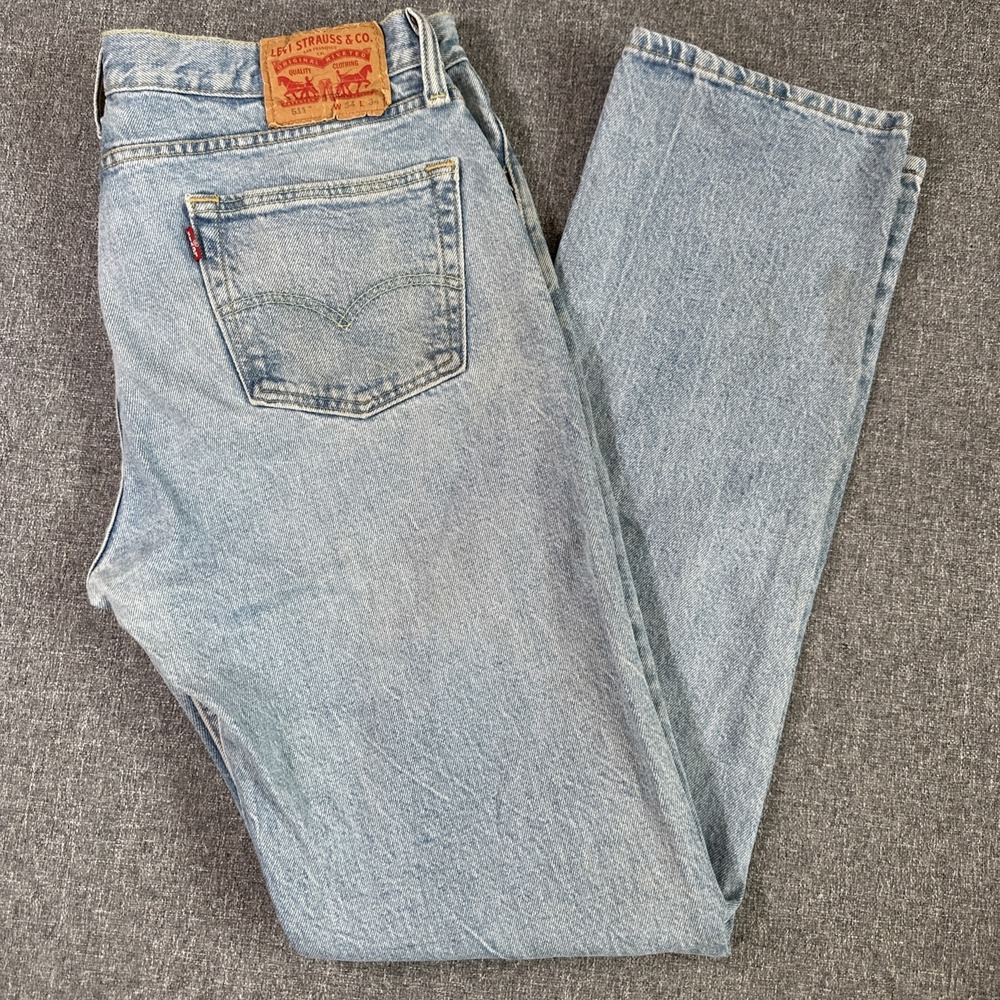 Levi's 511 Slim Fit Jeans Mens 34x34 Light Wash Distressed Stretch Denim Y2K